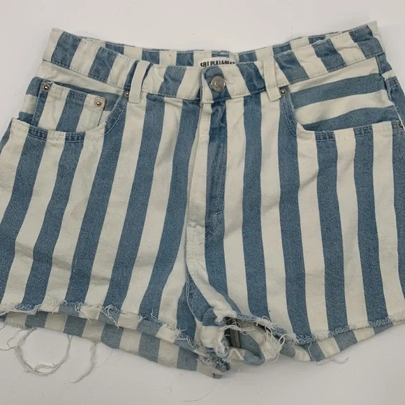Pull & Bear Denim Shorts size 28 Stripe Jeans - Picture 4 of 6
